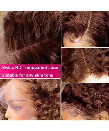 Reddish Brown Deep Wave Lace Front Human Hair Wig 180% Density | 13X4 HD Lace Frontal Copper Red Colored Curly Glueless Wig Pre Plucked for Black Women - Buy Online on GoSupps.com