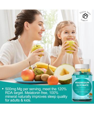 Magnesium Glycinate Gummies 500mg Sugar Free for Adults & Kids Best Magnesium Gummies for Sleep Stress & Muscle Relief & Nerve Health No Melatonin Gluten Free Non GMO Vegan Pectin 120 60 Count (Pack of 2) - Buy Online on GoSupps.com