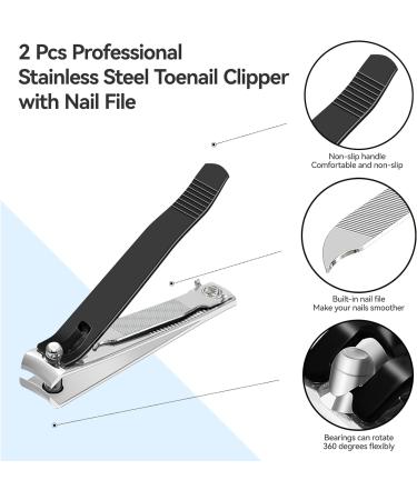 Ithyes Stainless Steel Nail Clippers Set for Thick Nails - 2 Piece Toenail & Fingernail Cutter Kit for Men & Women - Buy Online on GoSupps.com