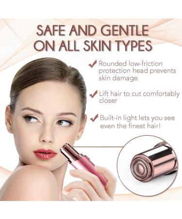 Pain-Free USB Hair Remover for Women - Waterproof Razor with LED Light for Fine Hair & Peach Fuzz - Rose Madder - Buy Online on GoSupps.com