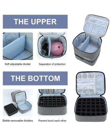 GR69N Nail Polish Organizer & Lamp Case - Holds 30 Bottles & 1 Nail Light | 2-Layer Portable Storage Bag with Dividers in Grey - Buy Online on GoSupps.com