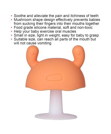 Food Grade Silicone Baby Teething Toy | Cute Mushroom Shape | For Babies Over 4 Months | Orange - Buy Online on GoSupps.com