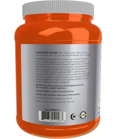 Now Sports Nutrition Egg White Protein 20g with BCAAs Creamy Vanilla Powder 1.5lb - Vanilla Creme - Buy Online on GoSupps.com