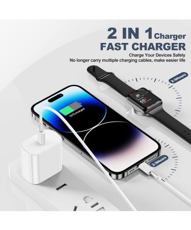 Apple MFi Certified USB C Charger for Apple Watch & iPhone - Fast Charging Cable - 6Ft White - Compatible with Apple Watch Series 8/7/SE/6/5/4/3/2/1 and iPhone 14/13/12/11 - Buy Online on GoSupps.com