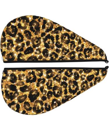 Gold Glitter Leopard Microfiber Hair Towel - Soft Super Absorbent Quick-Dry Wrap for Long Curly & Thick Hair - Buy Online on GoSupps.com