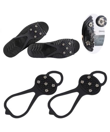 labato 2 Pairs Non Slip Gripper Spike for Shoes Boots Walking On Snow Ice, Walk Traction Cleats Ice Grippers Crampons with 10 Steel Studs for Winter Hiking Fishing Walking Mountaineering black