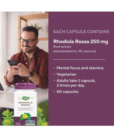 Nature s Way Rhodiola Rosea Cognitive Function Support such as Mental Focus & Stamina Temporary Stress Relief - Non-GMO - 60 Vegetarian Capsules - Buy Online on GoSupps.com
