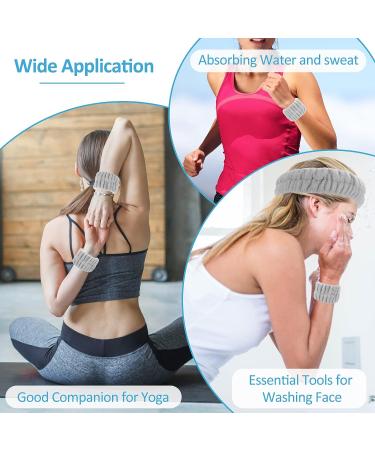 Microfiber Spa Headband and Wrist Washband Set - Grey | Adjustable Head Wraps for Women and Girls - Prevent Liquid Spills - Buy Online on GoSupps.com