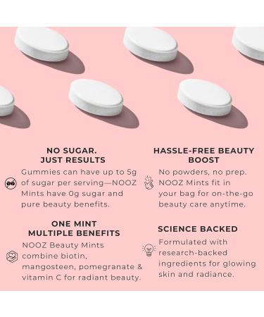 NOOZ Beauty Mints - Sugar-Free Biotin Mint for Glowing Skin, Healthy Hair & Strong Nails - Juicy Pear Flavor | Travel-Friendly Supplement with Antioxidants, Vitamin C, B6 & B12 | Non-GMO, 25 Mints Juicy Pear Single Tin - Buy Online on GoSupps.com