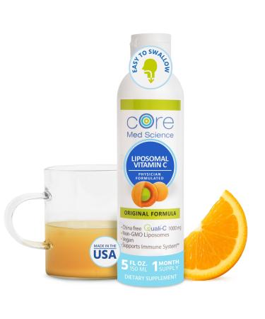 Core Med Science Liposomal Vitamin C 1000mg Liquid - Original Formula 5 Fl Oz - Natural Liposomal Vitamin C Supplement Non-GMO - Immune System Booster for Adults - Supports Collagen Formation