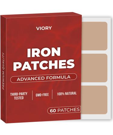 Iron Patches (Pack of 60) - 100% Natural Patch for Women and Men - with Biotin - Energy Focus & Body Support - Enhanced Formula