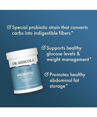 Dr. Mercola Biothin Probiotic - 10 Billion CFU Lactobacillus Gasseri, 30 Capsules - Buy Online on GoSupps.com