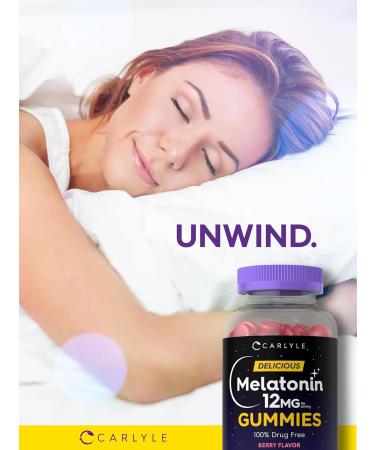 Carlyle Melatonin Gummies 12mg | 100 Count | Berry Flavor | Vegan Supplement | Non-GMO Gluten Free - Buy Online on GoSupps.com