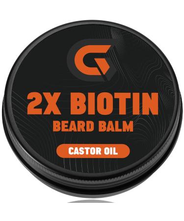 2X Biotin Beard Balm - Vegan Leave-In Conditioner & Moustache Wax - Beard Butter With Castor Oil for Men Facial Hair Moisturizing Thickening Strengthening & Growth Pure Natural Softener 2 Oz.