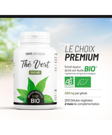 Organic Green Tea - 250 mg - 200 Vegetable Capsules - Buy Online on GoSupps.com
