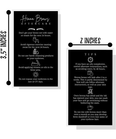 Brow Henna Aftercare Cards | 2x3.5 Business Card Size | Brow Artist Supplies | Henna Brow Care Tips | Black and White Design - Buy Online on GoSupps.com