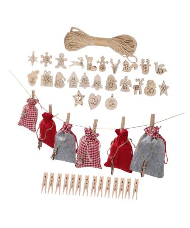 KONTONTY 1 Set Christmas Calendar Bag Christmas Cloth Bags Diy Advent Calendar Bags Xmas Drawstring Bags