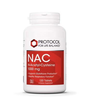 Protocol NAC N-Acetyl Cysteine 1000mg - Glutathione Production & Respiratory Function - 120 Tabs