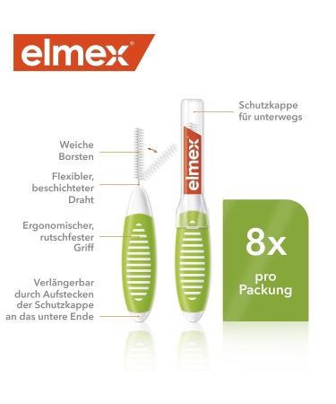 Buy Elmex Interdental Brush Green Size 5 (0.8mm) - 8 Pack | Best for Cleaning Medium Spaces Between Teeth | International Shipping Available - Buy Online on GoSupps.com