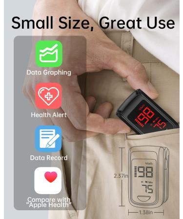 HOLFENRY Fingertip Pulse Oximeter with Bluetooth & App - SpO2 Monitor for Oxygen Saturation & Heart Rate - Black - Buy Online on GoSupps.com