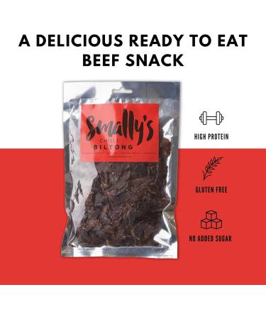 Smally's Biltong Chilli - High Protein Beef Snack | Gluten Free, Low Fat, No Added Sugar | 500g Pack (1 Count) - Buy Online on GoSupps.com