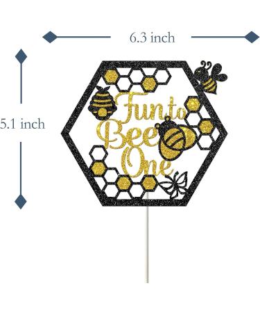 Tenhaisi Fun to Bee One Cake Topper - Bee Theme 1st Birthday Party Decorations - Happy 1st Birthday Party Cake Decor for Boys Girls - Gold&Black Glitter Cake Topper - Buy Online on GoSupps.com