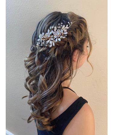 Smavles Wedding Hair Clipping Strass - Bridal Accessories - Silver & Rose Gold Flower Crystal Headdress for Women & Girls - Buy Online on GoSupps.com