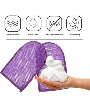 Beaupretty 2pcs Exfoliating Mitts - Shower Gloves for Dead Skin Removal | Purple Bathing Scrubbers - International Shipping Available - Buy Online on GoSupps.com