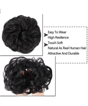 Messy Hair Bun Scrunchie Extension - Curly Wavy Updo for Women (Natural Black) - Buy Online on GoSupps.com