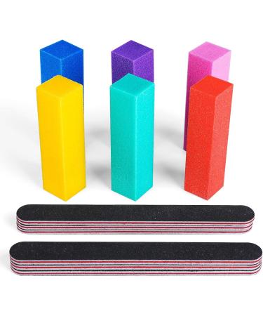 WLLHYF Nail Files and Buffers - 12Pcs 100/180 Grit Double Sided Nail Art Care Tools for Professional Manicure at Home and Salon - Buy Online on GoSupps.com