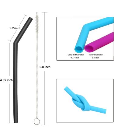 Kids Reusable Clear Silicone Straws - 6 Pack Short Flexible Straws for 6-12 oz Tumblers - BPA Free & Eco-Friendly with 2 Cleaning Brushes - Buy Online on GoSupps.com