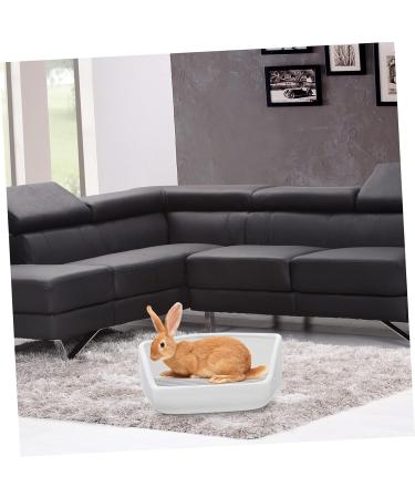 Yardwe Rabbit Toilet Rabbit Bedding Pet Toilet Bunny Bedding Rabbit Potty Hamster Potty Ceramics White 30X26X12.5cm White - Buy Online on GoSupps.com