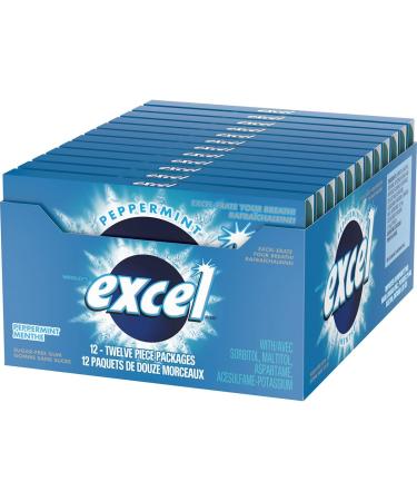 EXCEL Peppermint Flavoured Sugar Free Chewing Gum 12 Pieces 12 Packs Peppermint Gum - Buy Online on GoSupps.com