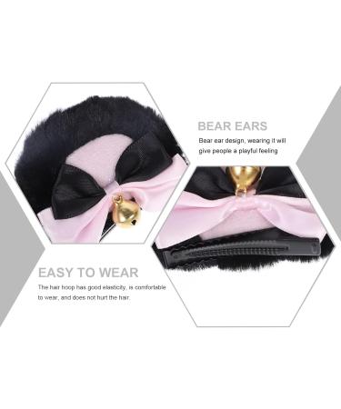 KALLORY 1 Pair Bear Ear Hair Clip Headband Hair Clips Hair Clip for Women Hair Bows Miss Lolita Hand Made Black Pink - Buy Online on GoSupps.com