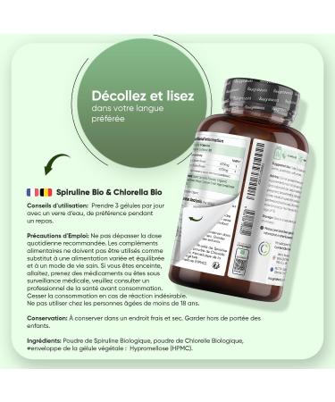 Spiruline Chlorella Bio - 240 G lules Vegan 1740 mg par Portion Riches en Prot ines Fer Vitamines B Chlorophylle & Acides Gras Essentiels - Om ga 3 & 6 Algues Alimentaires Spiruline & Chlorelle - Buy Online on GoSupps.com