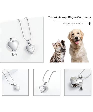 Paw Print Pet Heart Urn Necklace - Memorial Keepsake Jewelry for Pet Ashes - Buy Online on GoSupps.com