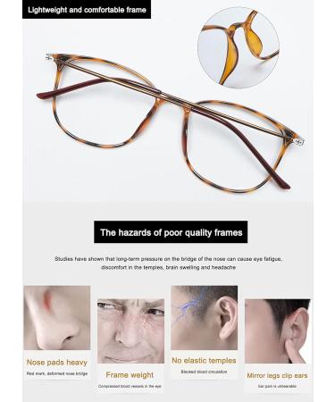 Buy Koosufa Classic Retro Glasses Frames - Ultra Light TR90 Thin Panto Glasses for Men & Women - Stylish Nerd Glasses with Case in Leopard Print - International Shipping Available - Buy Online on GoSupps.com
