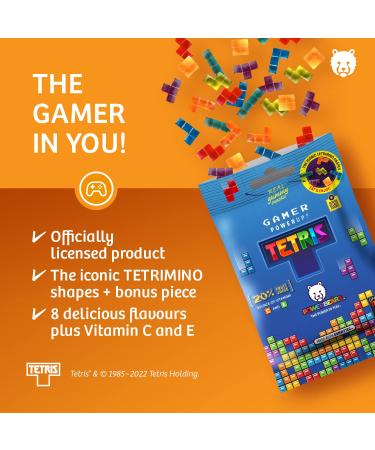 Powerbeaous Gamer Gummy Bears - 40x50g Tetris Shaped 20% Juice & Vitamins 8 Fruity Flavors | International Shipping - Buy Online on GoSupps.com
