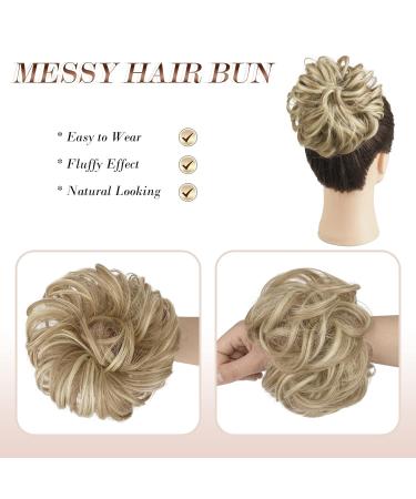 Fine Hair Part with Rubber Band - Dutt Hair Tie & Ponytail Extensions for Women & Girls - Light Ash Brown & Bleaching Blonde 38g - Curly Hair Accessories - Buy Online on GoSupps.com