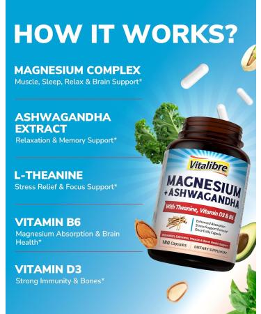 Vitalibre Iron Complex 60 Tablets and 9 in 1 Magnesium Ashwagandha Complex 90 Capsules - Buy Online on GoSupps.com