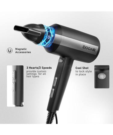 DOOAIR Professional Ionic Hair Dryer with Diffuser - 1875W Powerful Fast Dry - 3 Heating/2 Speed Settings - Blue-Black - Buy Online on GoSupps.com