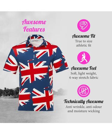 Royal & Awesome Men's Funny Golf Polo Shirt - X-Large Union Jack Design - Buy Online on GoSupps.com