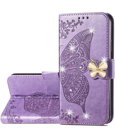 Monwutong Hzd Protective Cover for Xiaomi Redmi 12 - 3D Butterfly Pattern PU Leather Folding Stand Magnetic Cap & Card Compartments - Light Violet - Buy Online on GoSupps.com