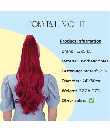 CAISHA 24" Long Hair Clip On Ponytail Extension Heat-Resistant Synthetic Hairpiece Slightly Wavy Red H514 red #3100 H514 - Buy Online on GoSupps.com