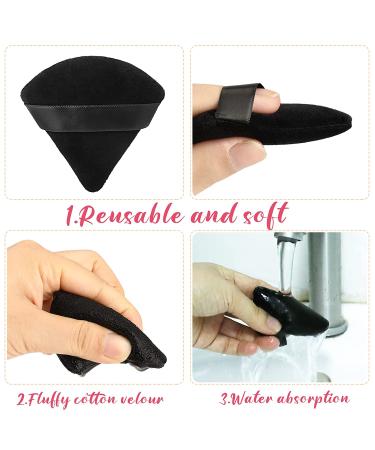 6pcs Triangle Powder Puffs - Soft Velour Makeup Sponge for Loose Mineral Body Powder - Black Beauty Tools - Buy Online on GoSupps.com