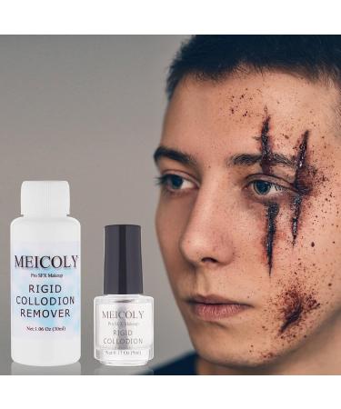 MEICOLY Rigid Collodion & Remover Kit - Professional Scar Makeup for Halloween SFX Cosplay & Theater Performance | Liquid Scar Solution with Brush - Buy Online on GoSupps.com