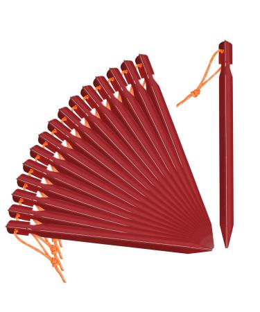 Aluminium Tent Stakes Heavy Duty Outdoor Ground Peg Lightweight Durable and Safe Metal Camping Pegs Set of 16PCS Red