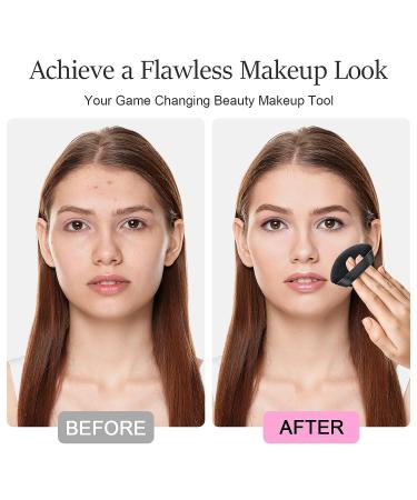 Velour Powder Puff Triangle Set for Face & Body - 6PCS Black Makeup Puffs - Buy Online on GoSupps.com