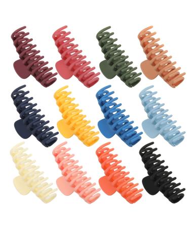 MINYOO 12 Colors Women Large Hair Claw Clips  4.33 Inch Big Clips for Long Thick Hair  Matte Clips for Women Gift  Yellow Orange Blue Navy White Green  11x4.5x2.16 Inch