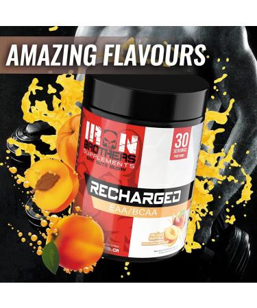 Recharged BCAA/EAA Electrolyte Powder | Peach Ripple Amino Acids Supplement for Muscle Recovery | L-Leucine L-Isoleucine Electrolytes & AstraGin - Sugar-Free | Post-Workout Energy Drink | 30 Serves - Buy Online on GoSupps.com